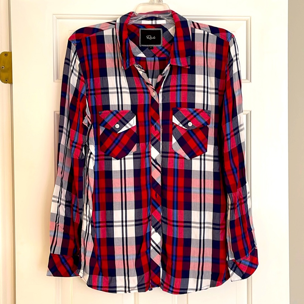 Rails size large red plaid long sleeve button up - excellent condit…
